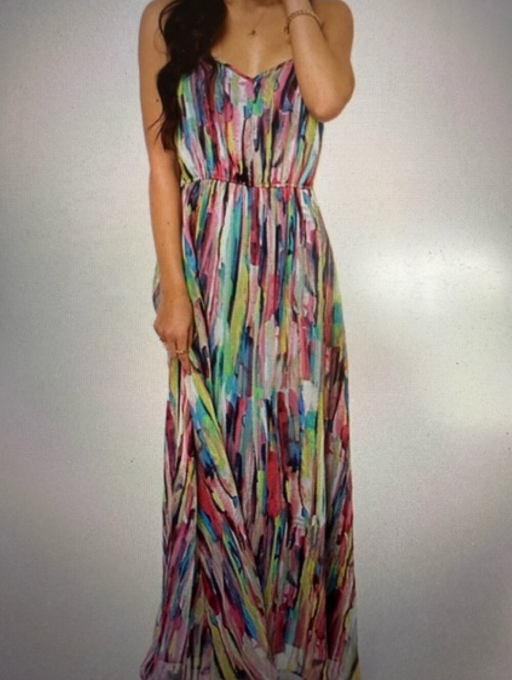 Multicolor Brushstroke Rayna Maxi Dress